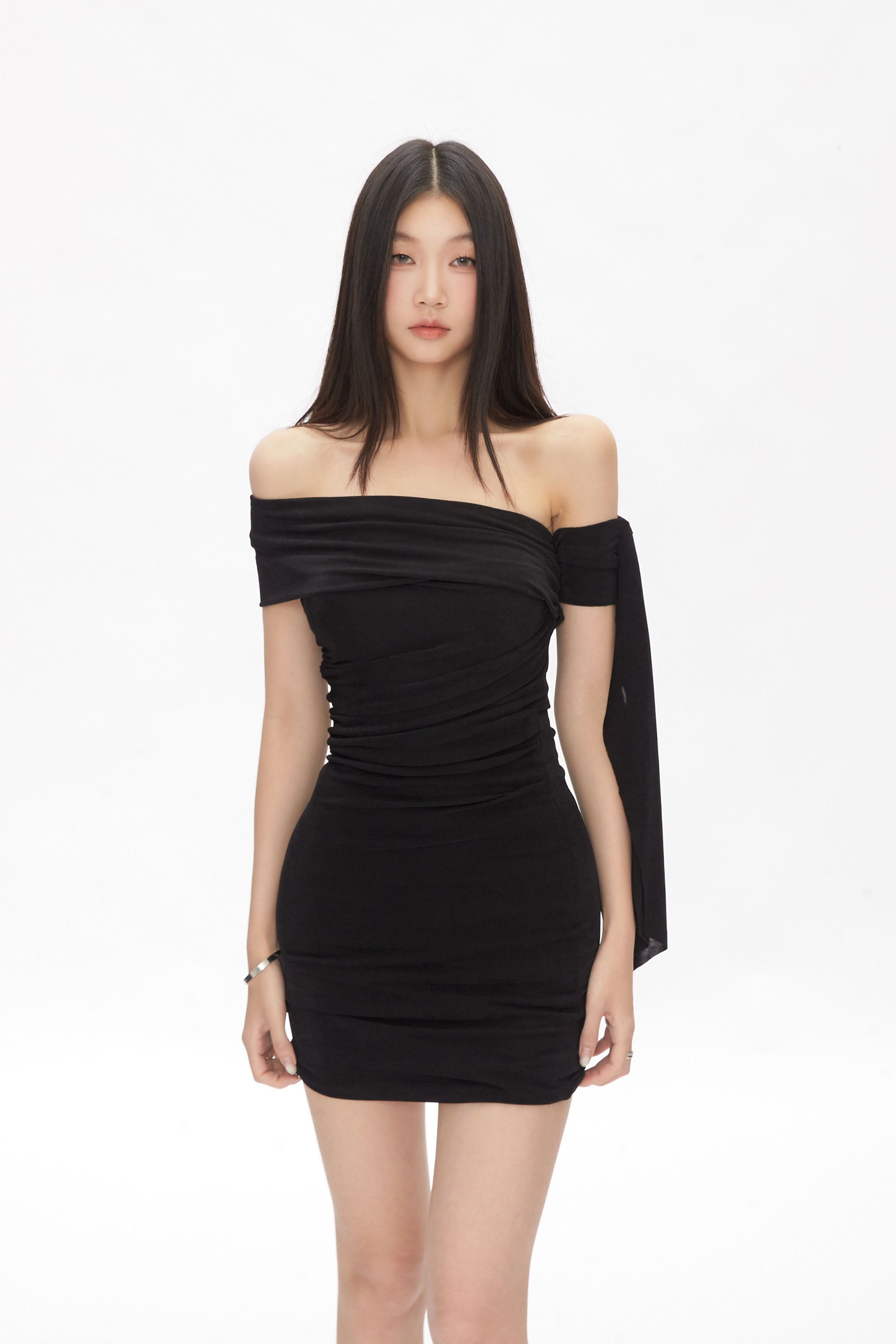 Ruched Off Shoulder Bodycon Mini Dress