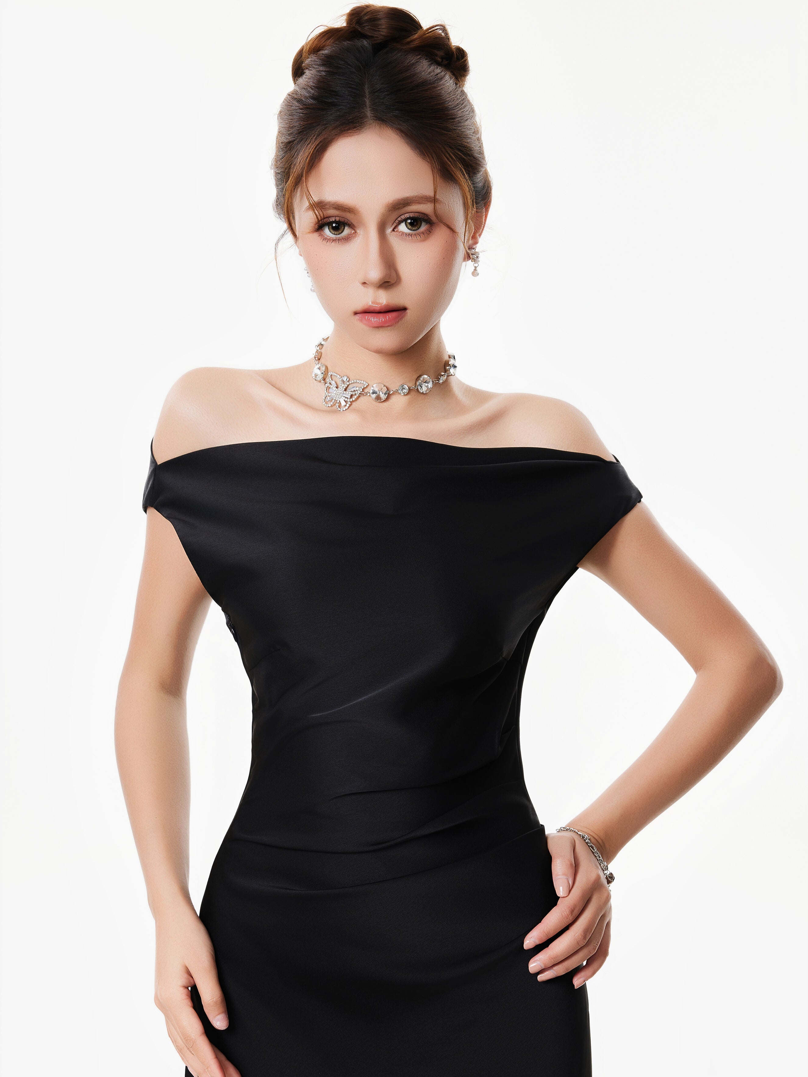 Asymmetrical One Shoulder Satin Maxi Dress