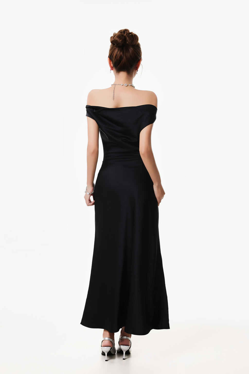 Asymmetrical One Shoulder Satin Maxi Dress