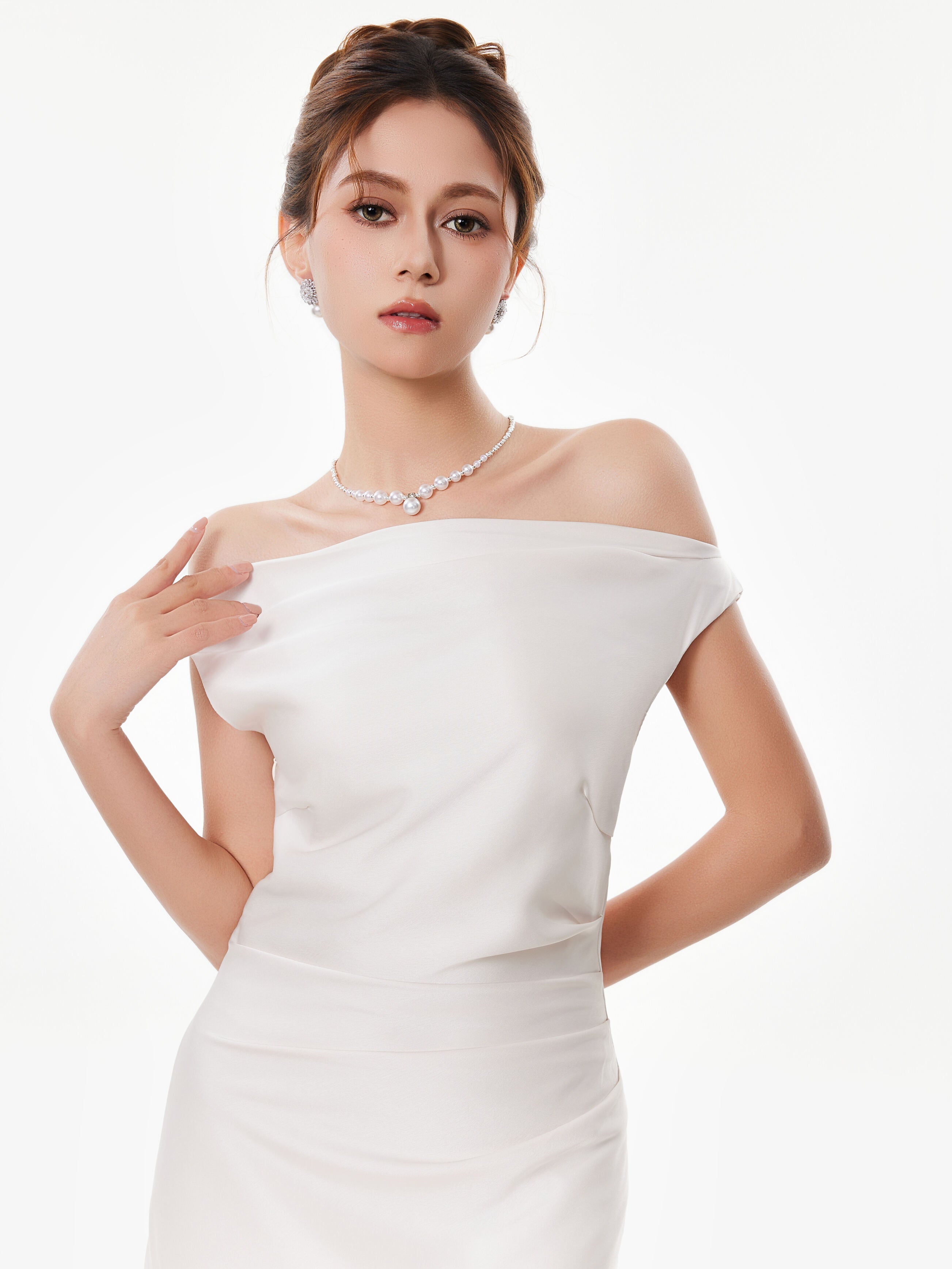 Asymmetrical One Shoulder Satin Maxi Dress